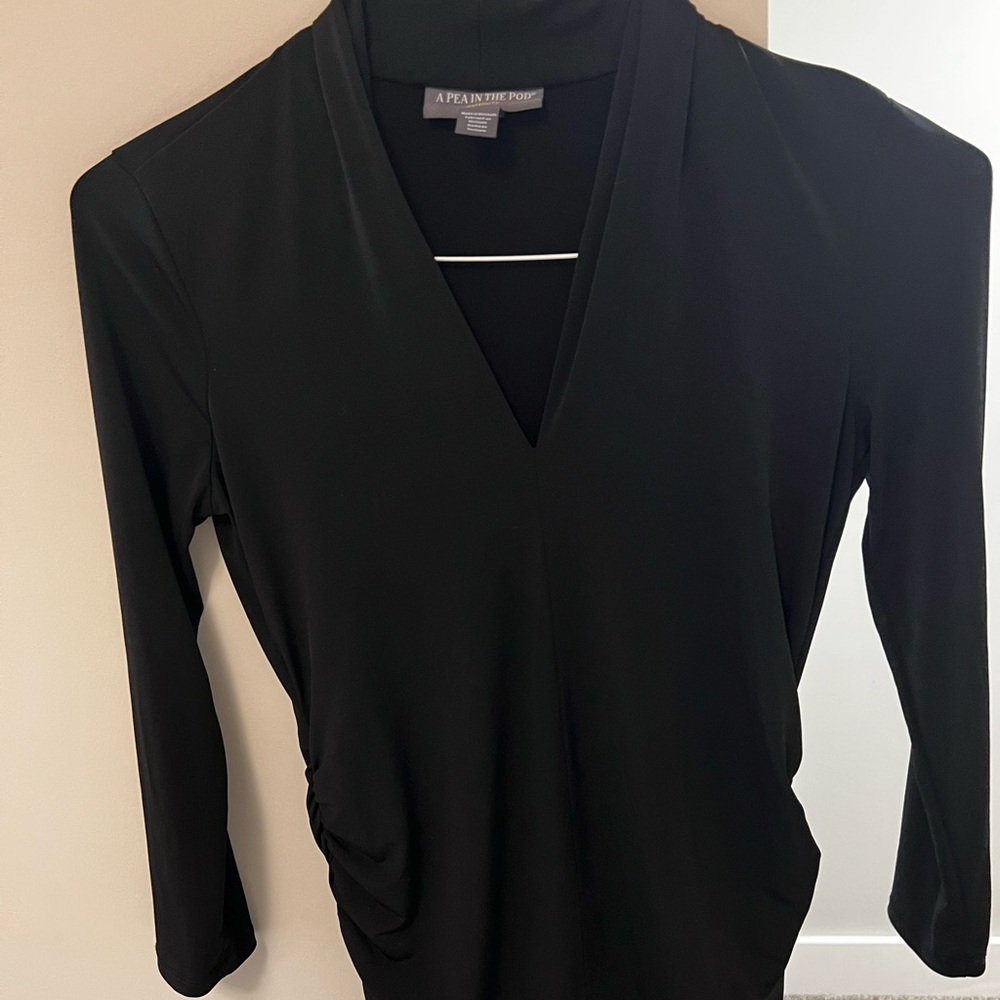 A Pea in the Pod Black Ruched Maternity Evening Top XS